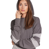 Naoko Crop Hoodie w/ Contrast Bands | Michael Lauren