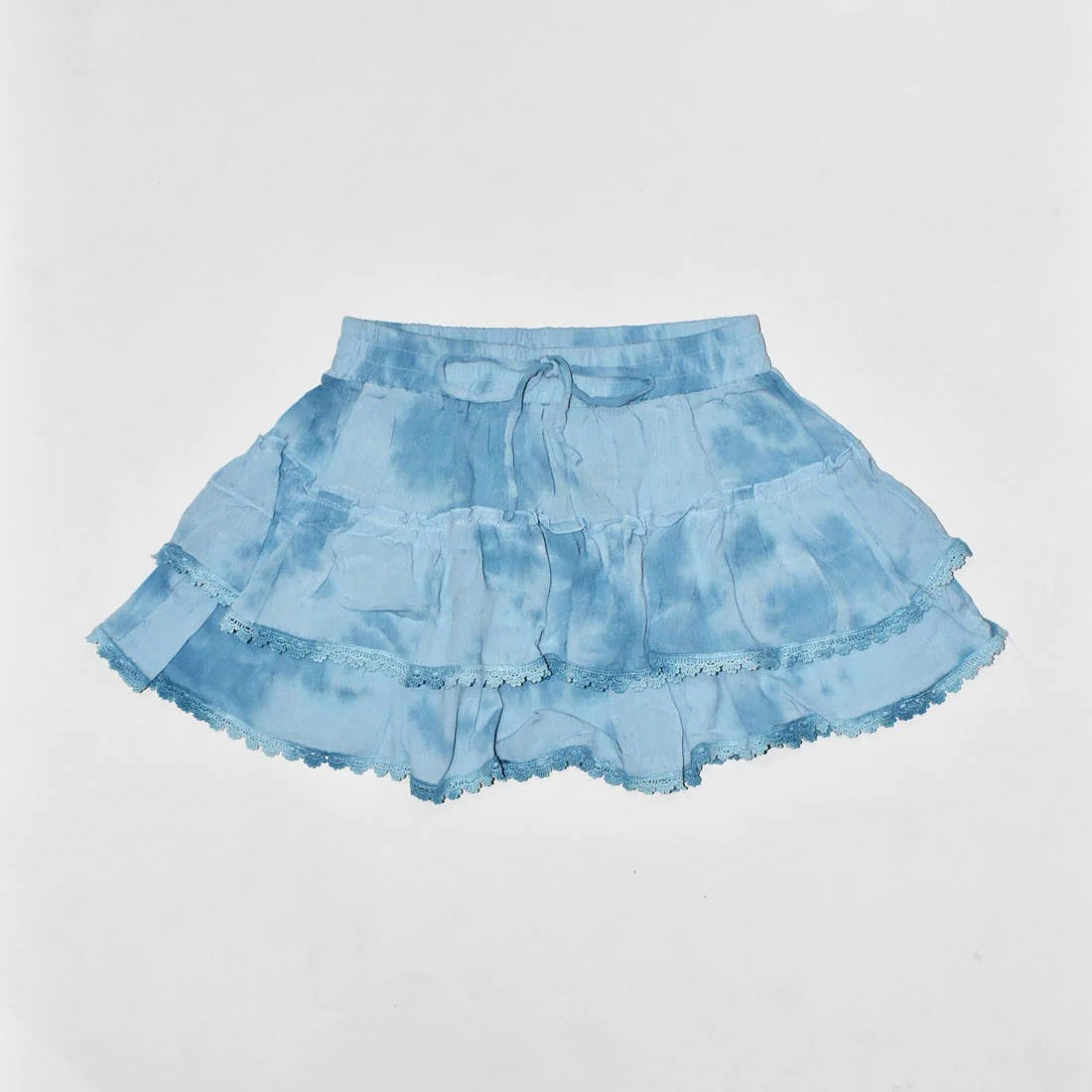 Blue Cloud Tie Dye Ruffle Skirt | FBZ