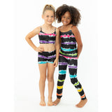 Black Stripe Tie Dye Printed Boy Shorts Little Girls 4-6x | Malibu Sugar