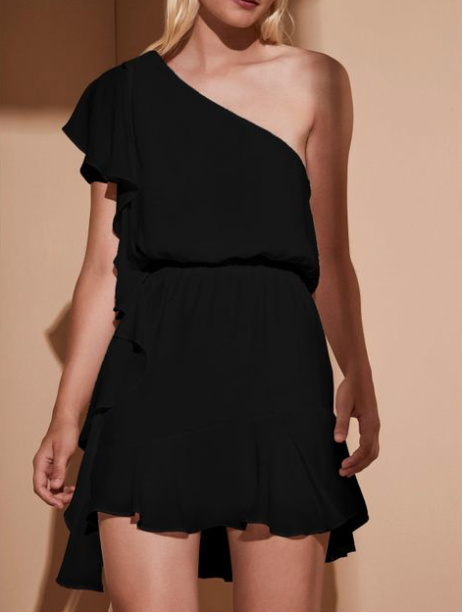krisa one shoulder ruffle dress krisa One Shoulder Ruffle Mini in Desire