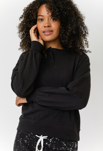 Henley crew neck on sale sweatshirt